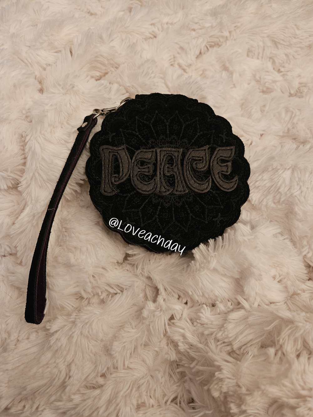 ♣️Lucky Brand✌️Embroidered Black Wristlet Pouch-Y2K